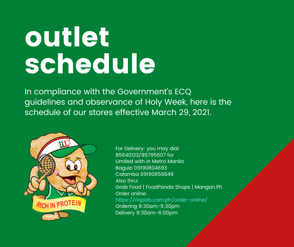 Schedule of our stores effective March 29 - April 4, 2021.